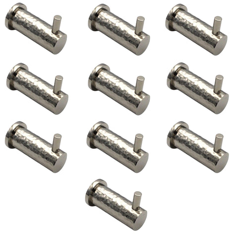 Polished Nickel Hammered Coat Hook - Pack Of 10