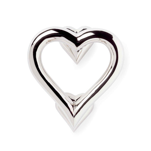Polished Nickel Heart Door Knocker on White Background