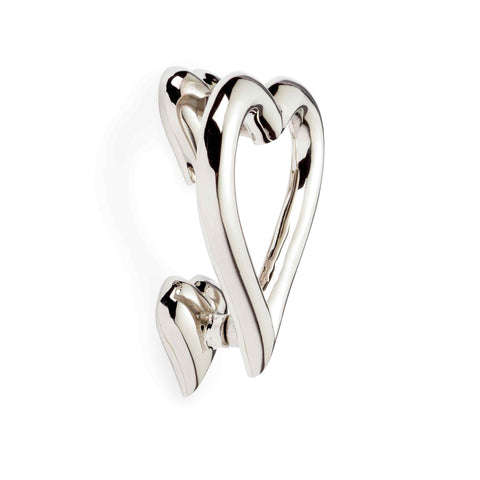 Side Profile of Polished Nickel Heart Door Knocker Showing Mounting Detail