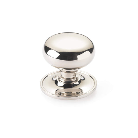 Polished nickel cottage centre door knob with smooth design