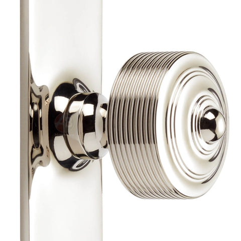 Polished Nickel Reeded Door Knobs On Backplate