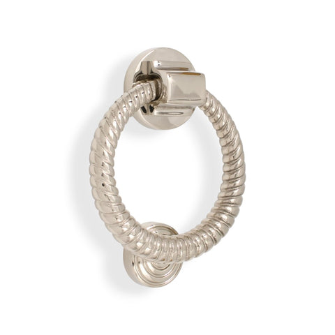 Polished Nickel Reeded Ring Door Knocker