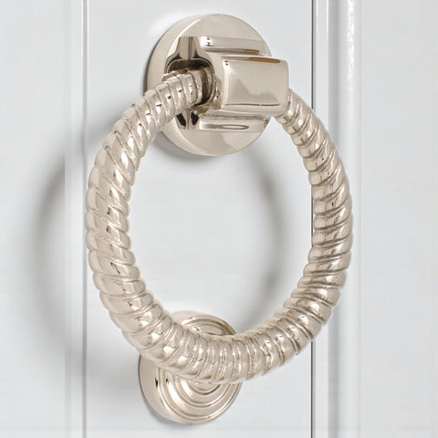 Polished Nickel Reeded Ring Door Knocker