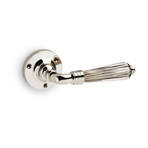 Polished Nickel Regency Lever Door Handles Pair Made From Solid Brass