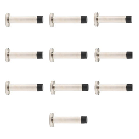 Polished Nickel Solid Brass Cylinder Projected Plain Door Stop Reeded Backplate - 10 Pack