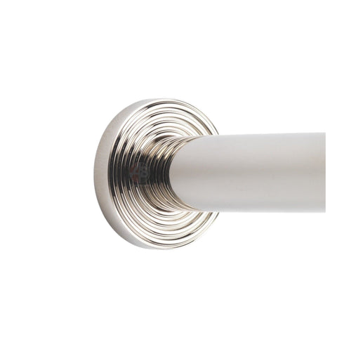 Polished Nickel Solid Brass Cylinder Projected Plain Door Stop Reeded Backplate