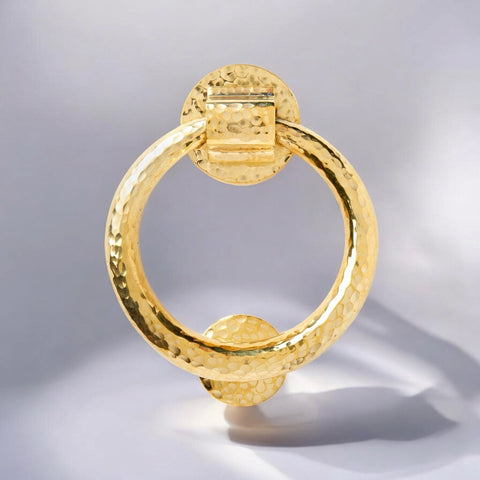 Polished Solid Brass Hammered Ring Front Door Knocker