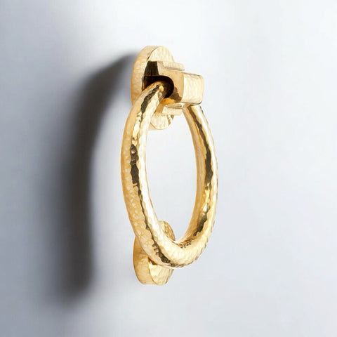 Polished Solid Brass Hammered Ring Front Door Knocker