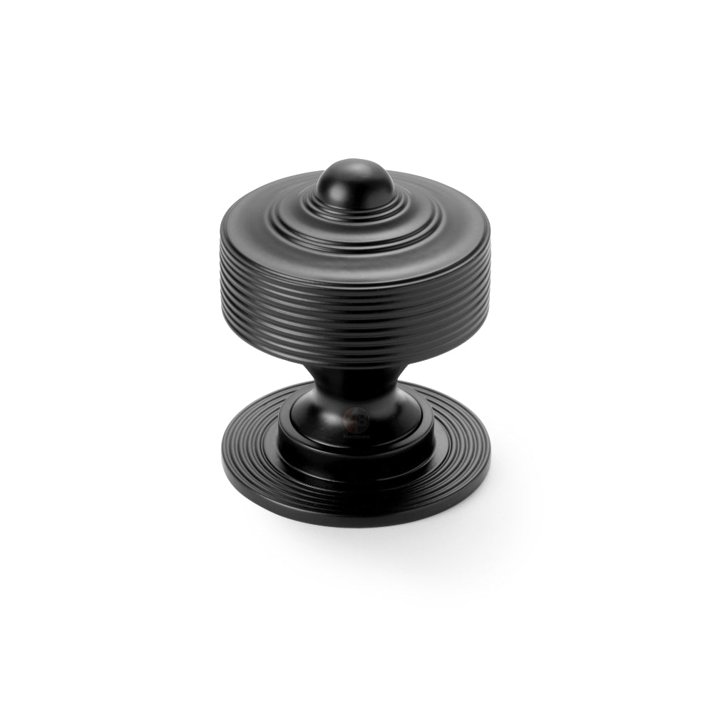 80mm Reeded Centre Door Knob – Powder Coated Black | AB Hardware ...