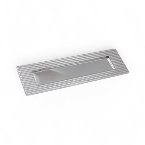 Reeded Polished Chrome Letter Box Plate 10" x 3"