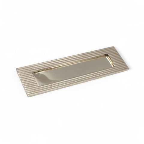 Reeded Polished Nickel Letter Box Plate 10" x 3"