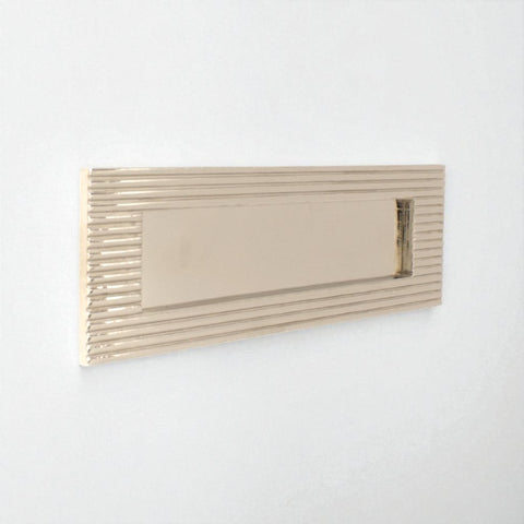Reeded Polished Nickel Letter Box Plate 10" x 3"