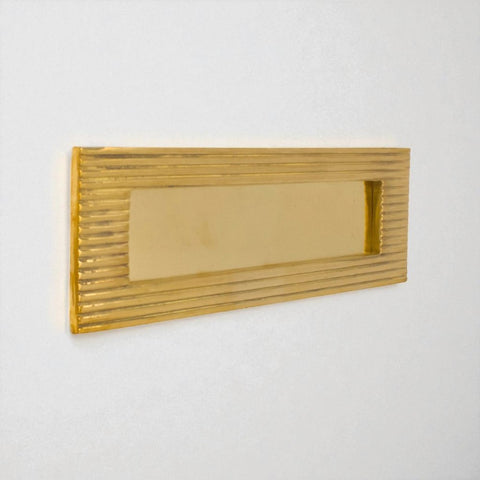 Reeded Solid Polished Brass Letter Box Plate 10" x 3"