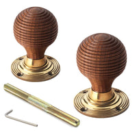 Thumbnail for Rosewood & Aged Brass Beehive Door Knobs