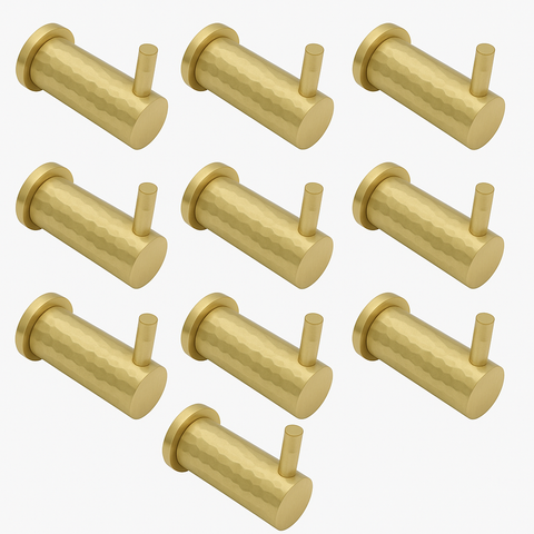 Satin Brass Hammered Coat Hook - Pack Of 10