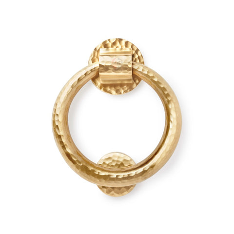 satin brass hammered ring door knocker solid brass