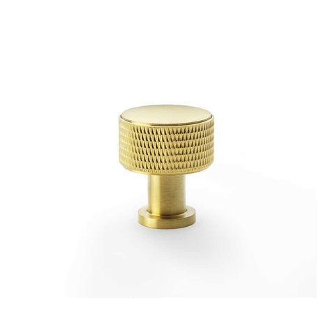 Small Satin Brass Knurled Cupboard Knob
