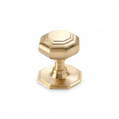 Satin Brass Octagonal Centre Door Knob