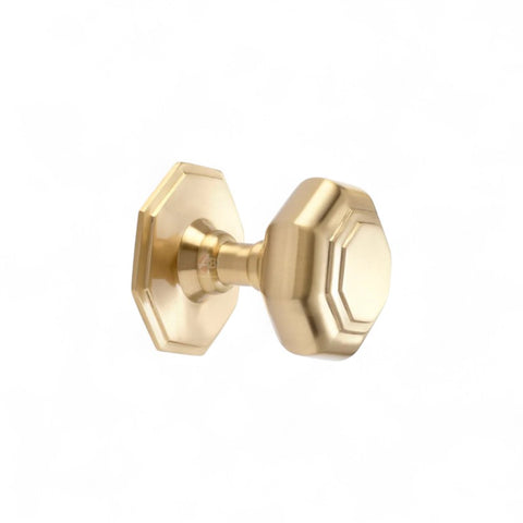 Satin Brass Octagonal Centre Door Knob