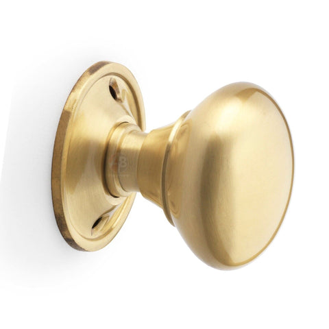 Satin Brass Rim Mortice Mushroom Cottage Door Knobs Knob Pair Discount Solid
