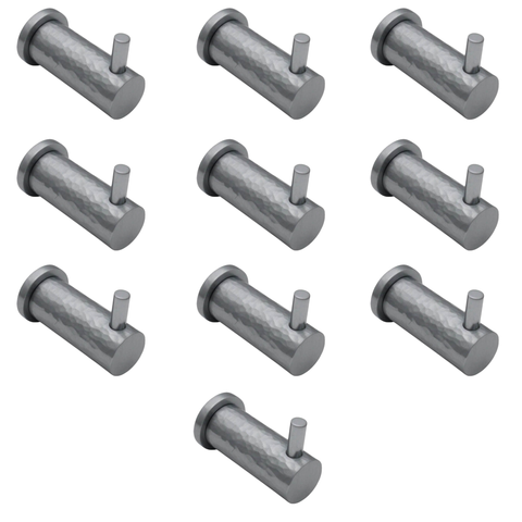 Satin Chrome Hammered Coat Hook - Pack Of 10