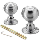 Satin Chrome Hollow Beehive Door Knobs