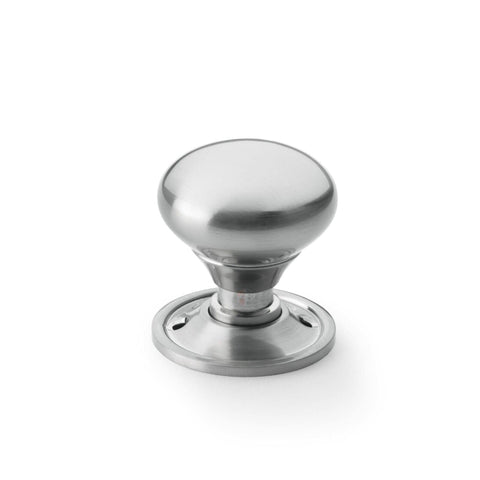 Satin Chrome Rim Mortice Mushroom Cottage Door Knobs Knob Pair Discount Solid