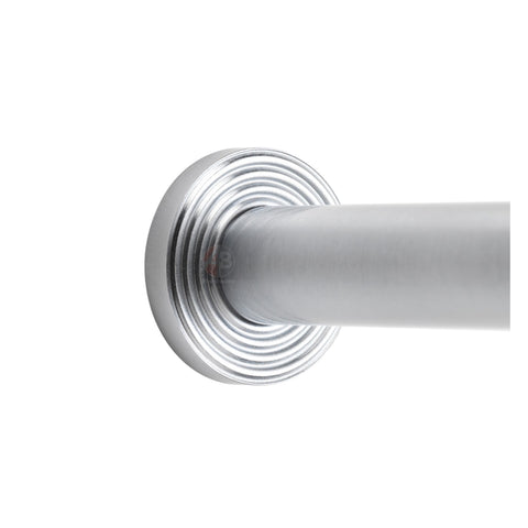 Satin Chrome Solid Brass Cylinder Projected Plain Door Stop on Reeded Backplate