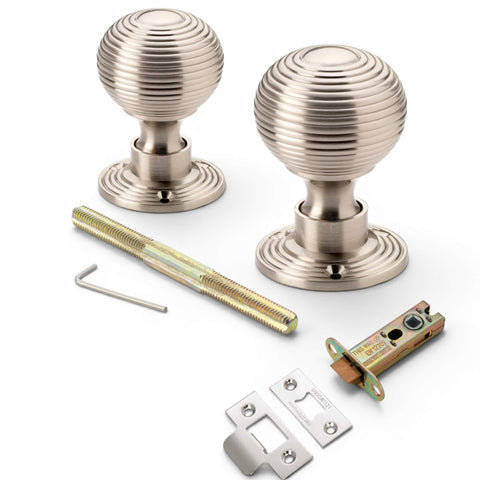 Satin Nickel Hollow Beehive Door Knobs