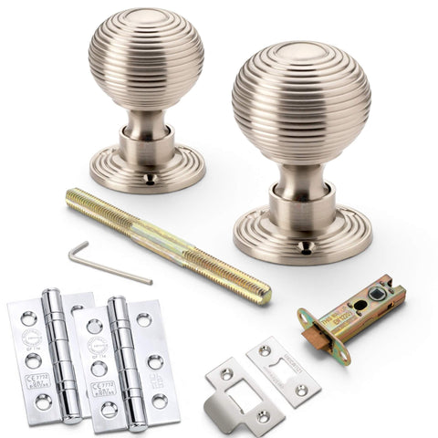 Satin Nickel Hollow Beehive Door Knobs