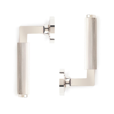 8 Pairs Polished Nickel Linear Reeded Internal Door Handles Set