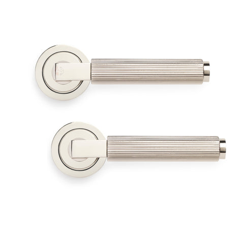 8 Pairs Polished Nickel Linear Reeded Internal Door Handles Set