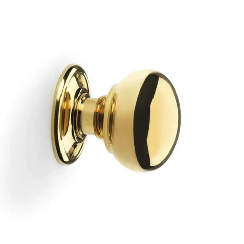 Small Victorian Gothic Rim Lock 40mm Polished Brass Cottage Door Knobs