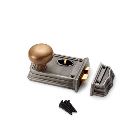 Small Victorian Gothic Rim Lock Antique Cottage Door Knobs