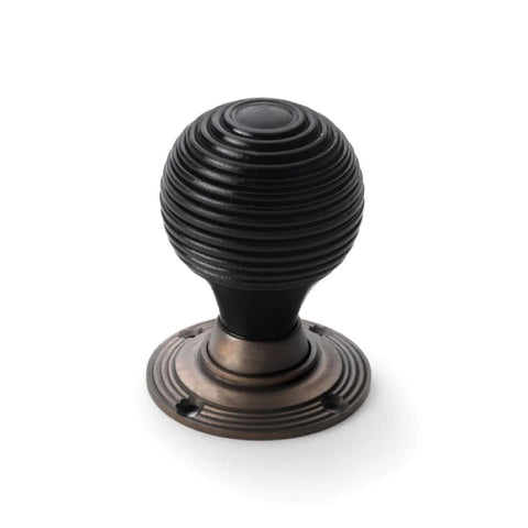 Small Victorian Gothic Rim Lock Ebony Matt Antique Beehive Door Knobs