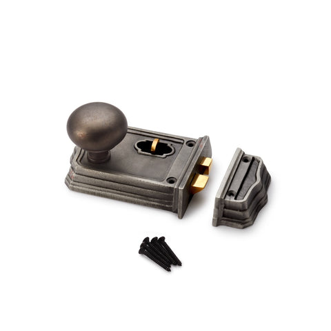 Small Victorian Gothic Rim Lock Matt Antique Cottage Door Knobs