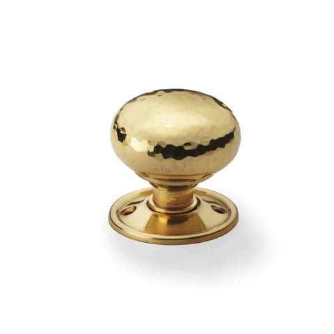 Small Victorian Gothic Rim Lock Polished Brass Hammered Cottage Door Knobs