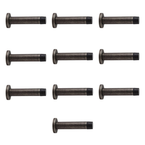 Solid Brass Cylinder Door Stop On Reeded Backplate - Pewter - 10 Pack