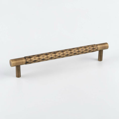 Solid brass diamond cut T bar cabinet handle 160mm centres antique brass finish
