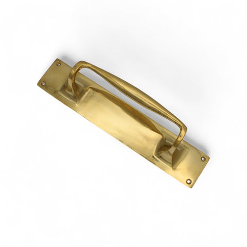 Solid Brass Door Pull Handle On Backplate 300mm x 60mm