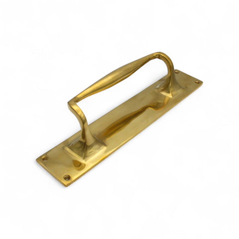 Solid Brass Door Pull Handle On Backplate 300mm x 60mm