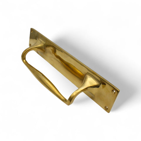 Solid Brass Door Pull Handle On Backplate 300mm x 60mm