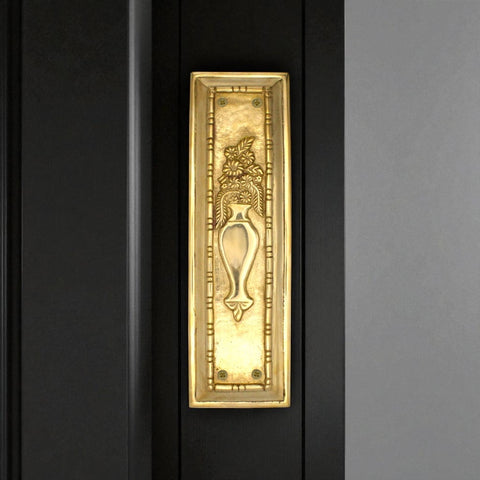 Solid Brass Flower Pot Arts & Crafts Finger Plate