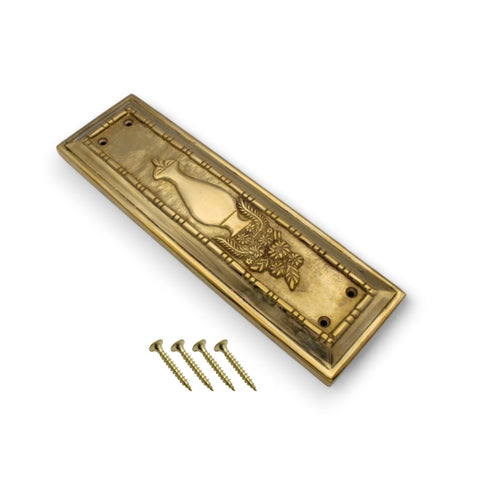 Solid Brass Flower Pot Arts & Crafts Finger Plate