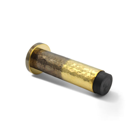 Solid Brass Hammered Cylinder Door Stop - Aged Brass