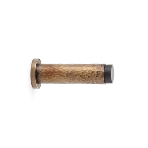 Solid Brass Hammered Cylinder Door Stop - Antique