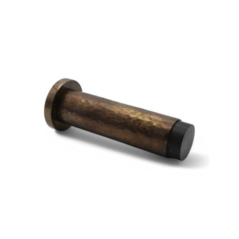 Solid Brass Hammered Cylinder Door Stop - Antique