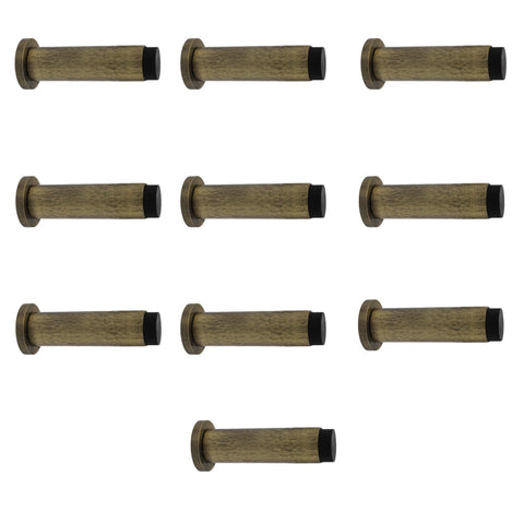 Solid Brass Hammered Cylinder Door Stop - Antique Brass - 10 Pack