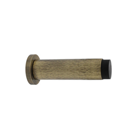 Solid Brass Hammered Cylinder Door Stop - Antique Brass