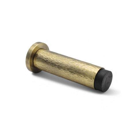 Solid Brass Hammered Cylinder Door Stop - Antique Brass